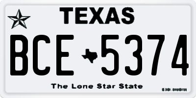 TX license plate BCE5374