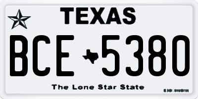 TX license plate BCE5380