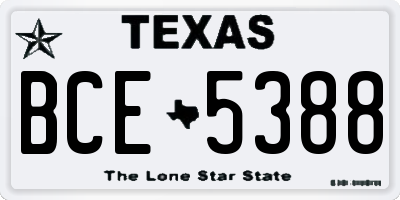 TX license plate BCE5388