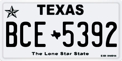 TX license plate BCE5392