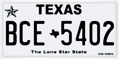 TX license plate BCE5402