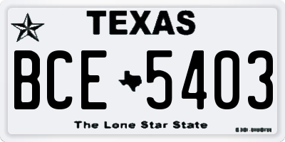 TX license plate BCE5403