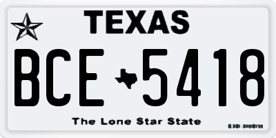 TX license plate BCE5418