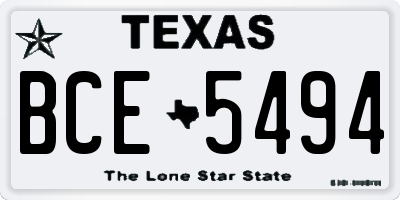 TX license plate BCE5494