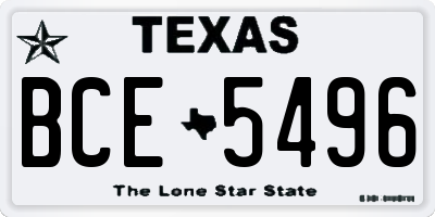 TX license plate BCE5496