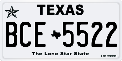 TX license plate BCE5522