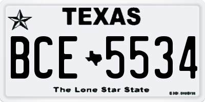 TX license plate BCE5534