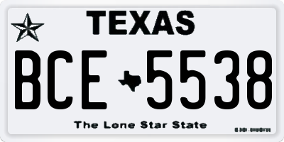 TX license plate BCE5538