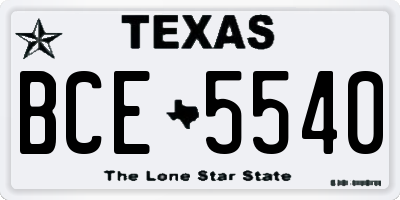 TX license plate BCE5540