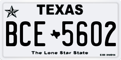 TX license plate BCE5602