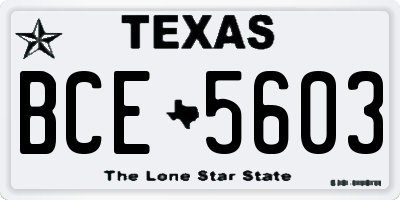 TX license plate BCE5603