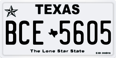 TX license plate BCE5605