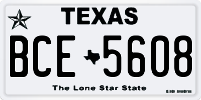TX license plate BCE5608
