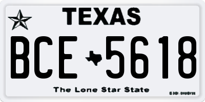 TX license plate BCE5618