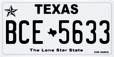 TX license plate BCE5633