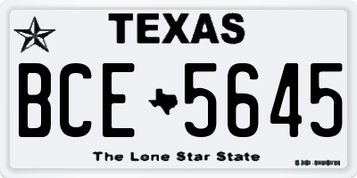 TX license plate BCE5645