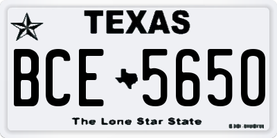 TX license plate BCE5650