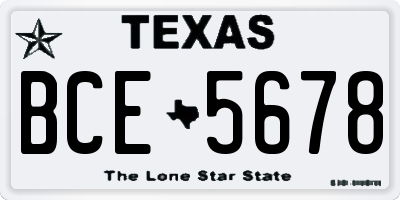 TX license plate BCE5678