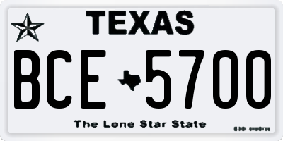 TX license plate BCE5700