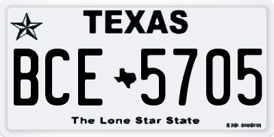 TX license plate BCE5705