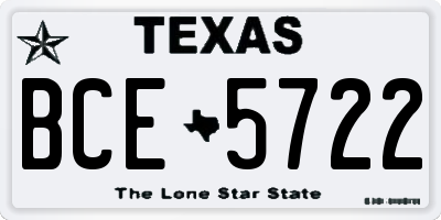 TX license plate BCE5722