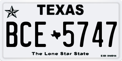 TX license plate BCE5747