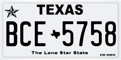 TX license plate BCE5758