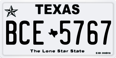 TX license plate BCE5767