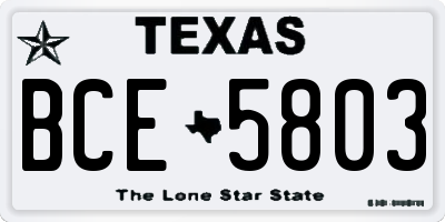 TX license plate BCE5803