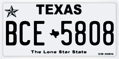 TX license plate BCE5808