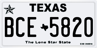 TX license plate BCE5820