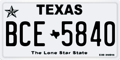 TX license plate BCE5840