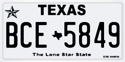 TX license plate BCE5849