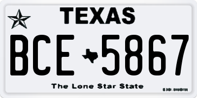 TX license plate BCE5867