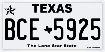 TX license plate BCE5925