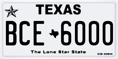 TX license plate BCE6000