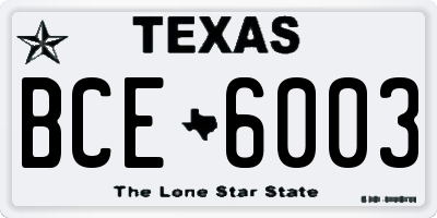 TX license plate BCE6003