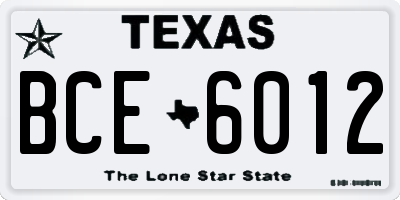 TX license plate BCE6012