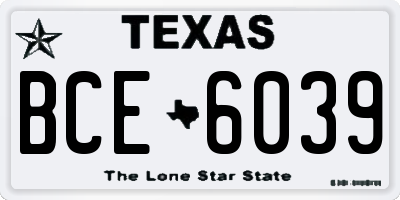 TX license plate BCE6039