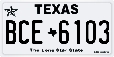 TX license plate BCE6103