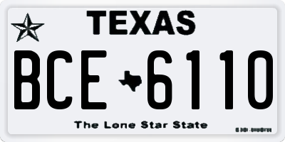 TX license plate BCE6110