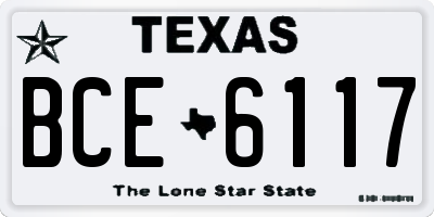 TX license plate BCE6117