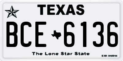 TX license plate BCE6136
