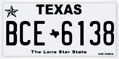 TX license plate BCE6138