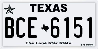 TX license plate BCE6151