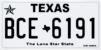 TX license plate BCE6191