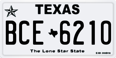 TX license plate BCE6210