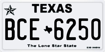 TX license plate BCE6250
