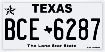 TX license plate BCE6287
