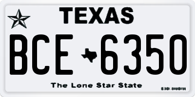 TX license plate BCE6350
